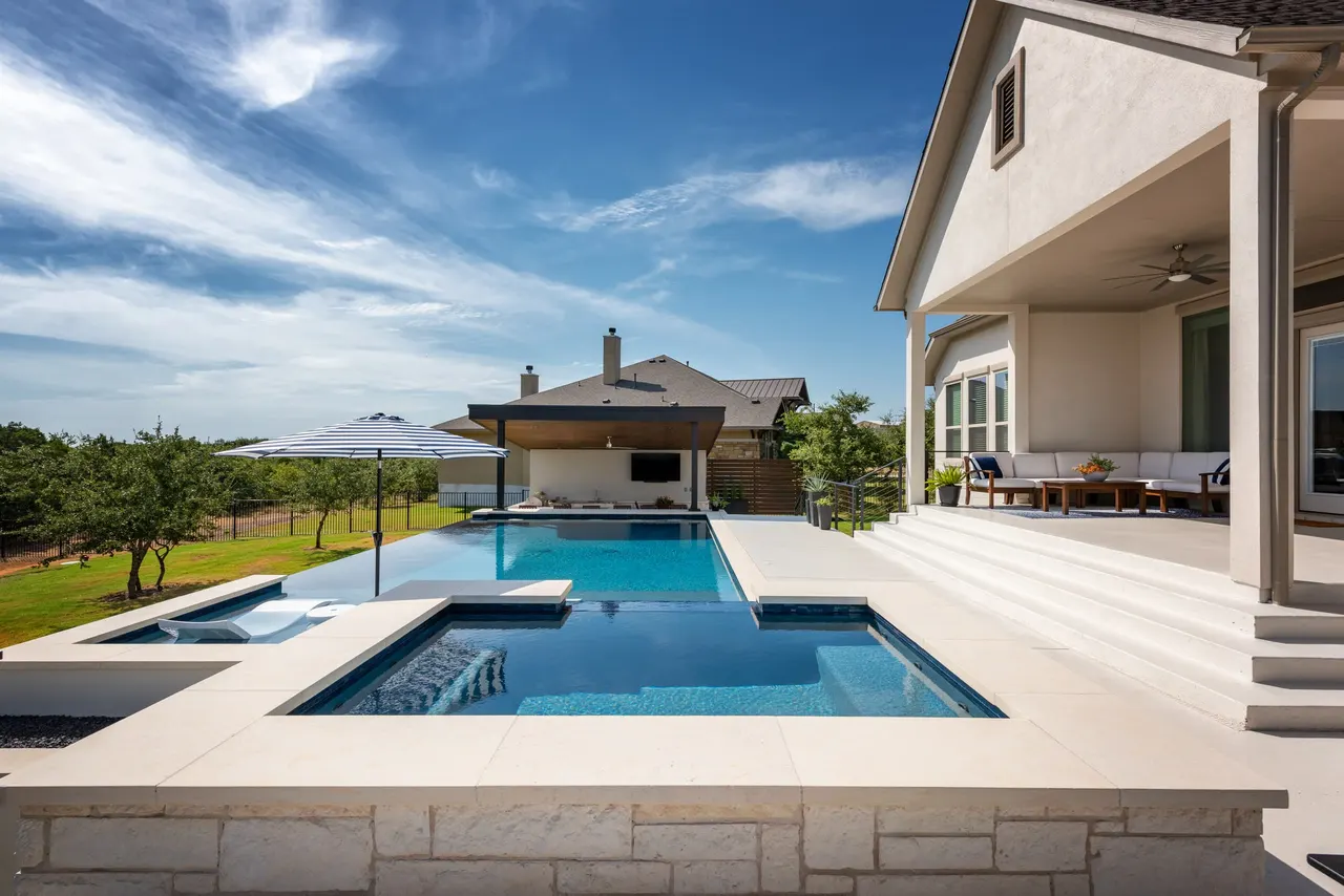 Pavilion Plunge — Geometric pool & pavilion in Travis County, TX by GB IV Designs (photo 7)