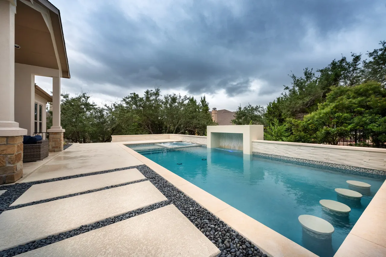 Tiered Geometric — Geometric pool & spa in Dripping Springs, TX by GB IV Designs (photo 6)