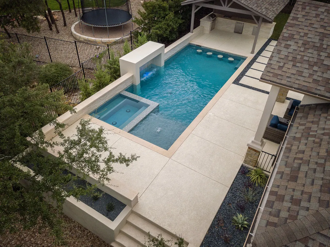 Tiered Geometric — Geometric pool & spa in Dripping Springs, TX by GB IV Designs (photo 9)