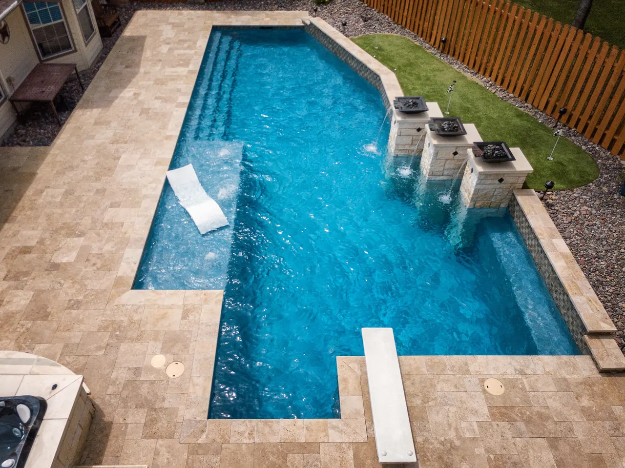 Travertine Lap — Lap pool & spa in Bee Cave, TX by GB IV Designs (photo 9)